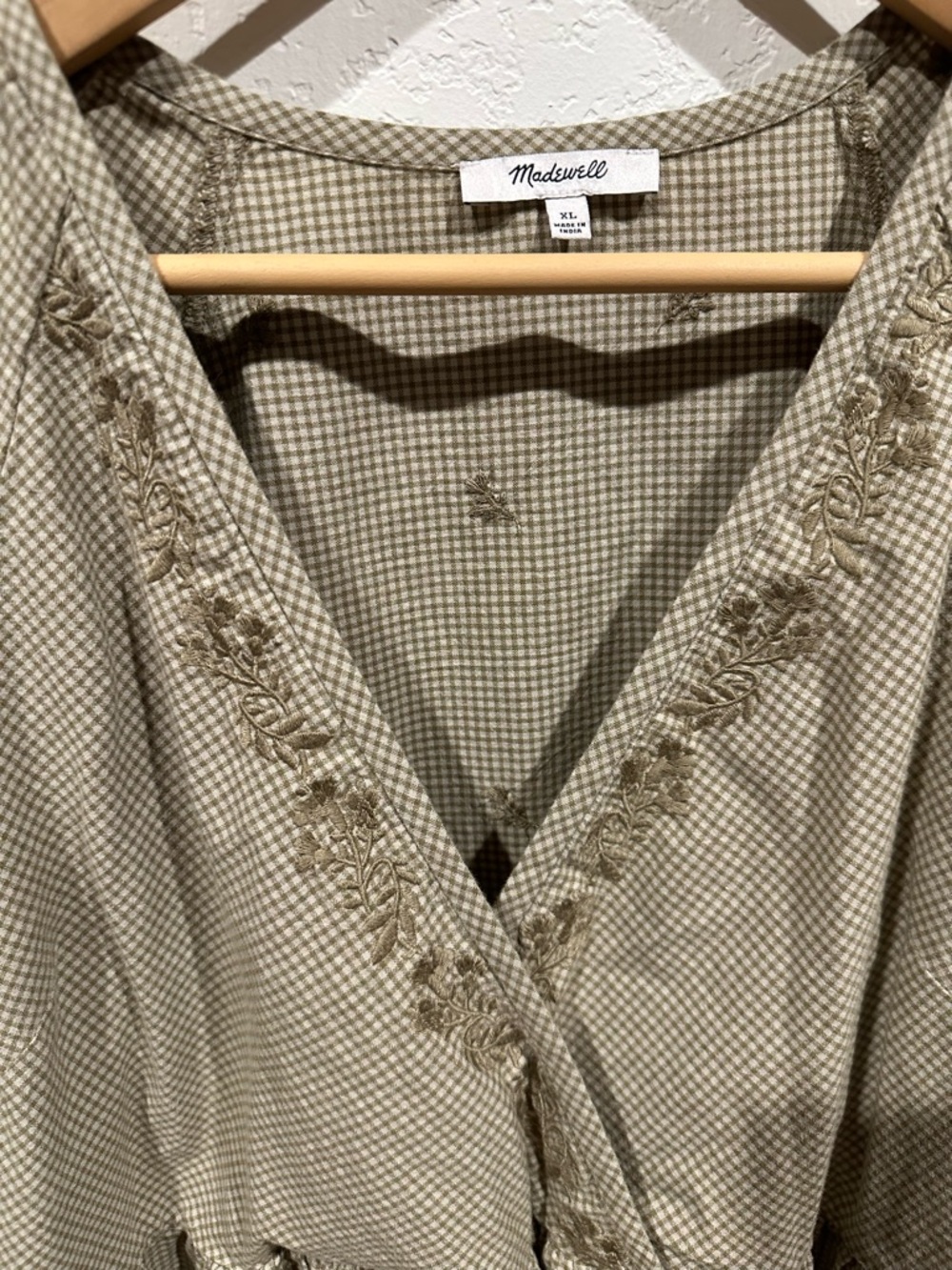 Madewell Olive Green Midi Dress with Embroidered Detail - Picture 2 of 11